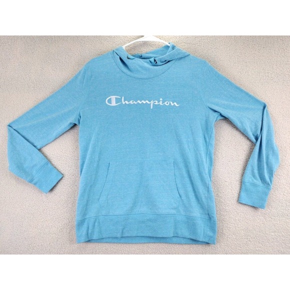 Champion Light Blue Pullover Hoodie Sweatshirt Women's Medium Athletic Apparel - Picture 4 of 16